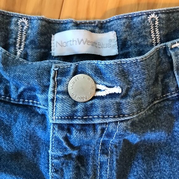 North West Blue Cinch-Back Jeans, Vintage 80s High Waisted Blue Jeans, Size 16 - Picture 4 of 10